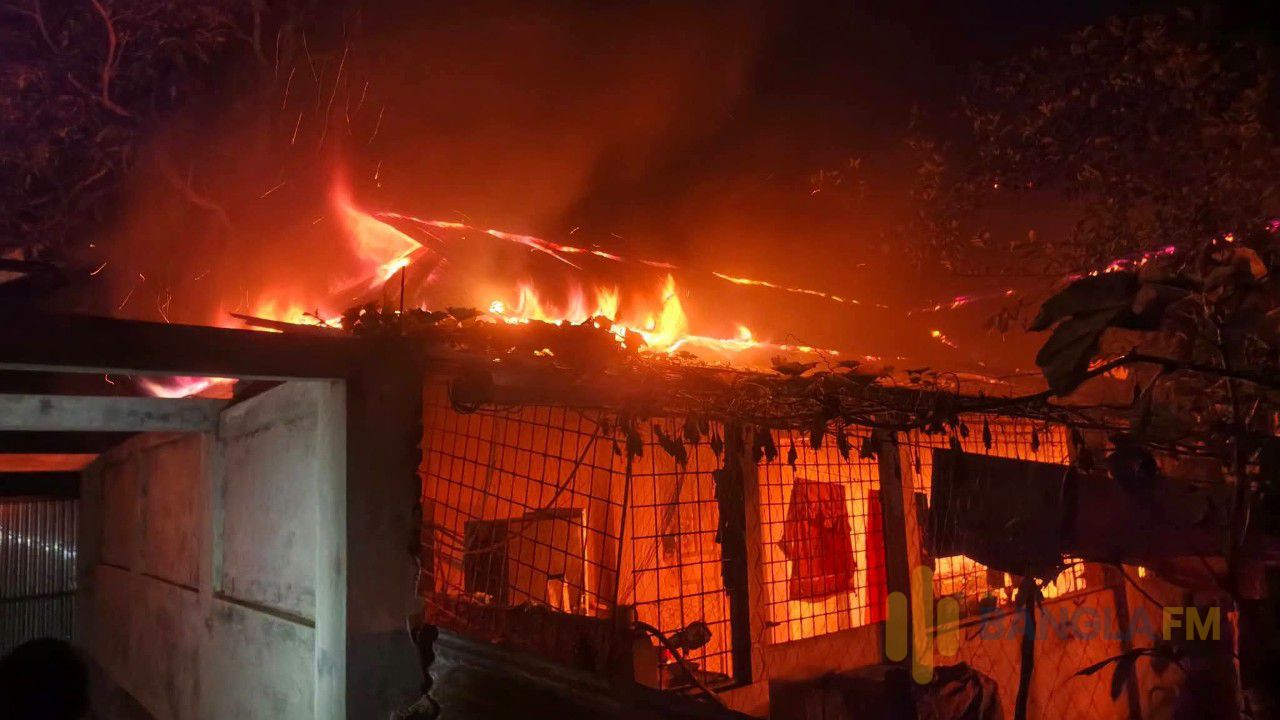 শেরপুরের ভয়াবহ অগ্নিকাণ্ডে সাবেক সেনা সদস্যের বাড়ি পুড়ে ছাই