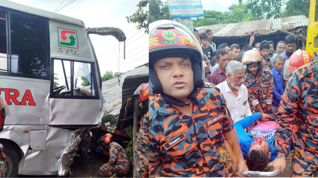 বরিশাল-ঢাকা মহাসড়কে মুখোমুখি সংঘর্ষ, নারী-শিশুসহ আহত ৫