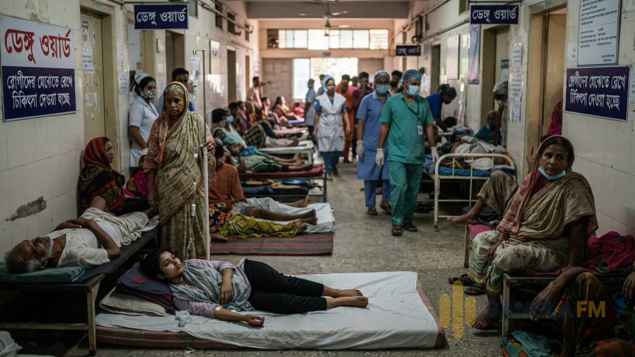 ডেঙ্গুর ভয়াবহ রূপ: হাসপাতালে শয্যা না পেয়ে মেঝেতে রোগীর ভিড়, ১৫ দিনেই ৬৭ মৃত্যু