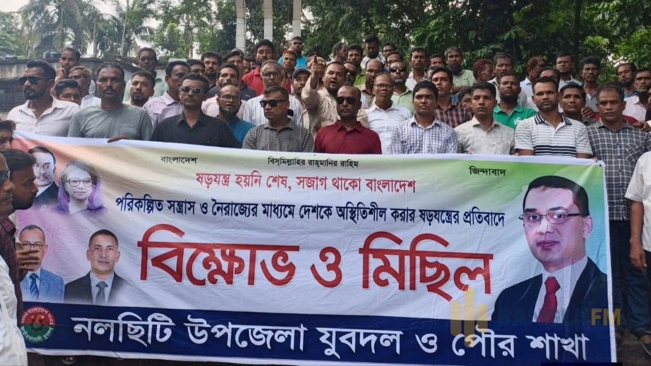 নলছিটিতে যুবদলের বিক্ষোভ মিছিল