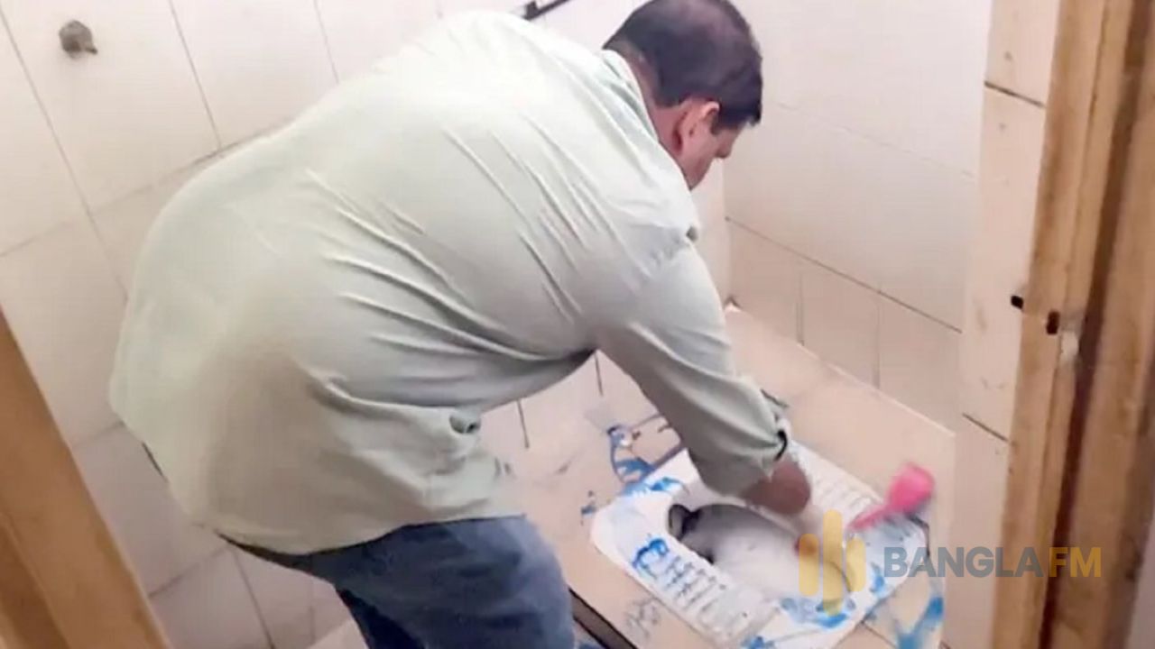 হাসপাতালের টয়লেট নিজ হাতে পরিষ্কার করলেন এমপি খোকন