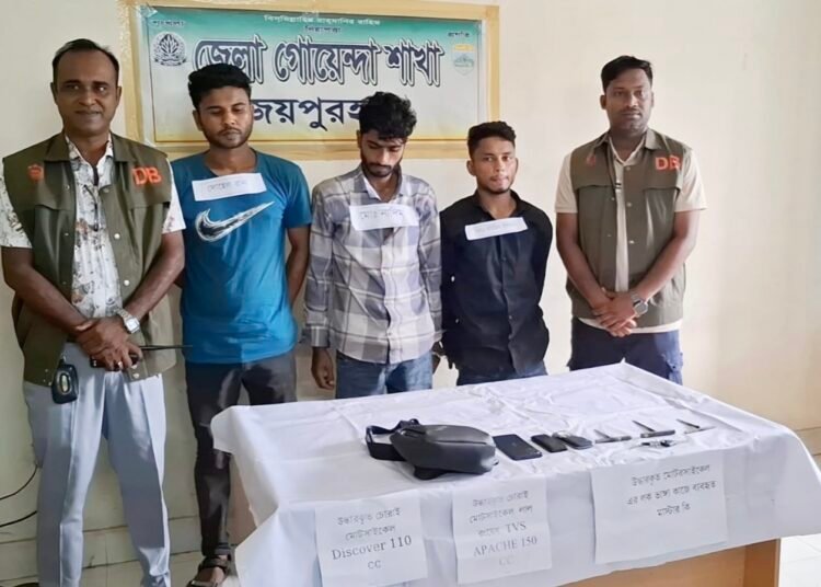 Two members of a theft ring arrested in Joypurhat during a DB raid.