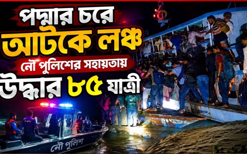 পদ্মার চরে আটকে লঞ্চ, নৌ পুলিশের সহায়তায় উদ্ধার ৮৫ যাত্রী