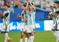 Cape Verde goalkeeper Vozinha (1) makes a save against Argentina's Lionel Messi (10) during the World Cup round of 32 soccer match between Argentina and Cape Verde in Miami Gardens, Fla., Friday, July 3, 2026. (AP Photo/Marta Lavandier)