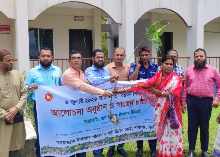 শান্তিগঞ্জে জাতীয় পল্লী উন্নয়ন দিবস উপলক্ষে গাছের চারা বিতরণ