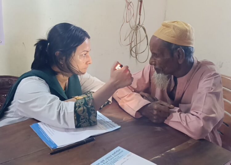 Free eye camp in Sunamganj initiated by Chairman candidate Faruk Ahmed.