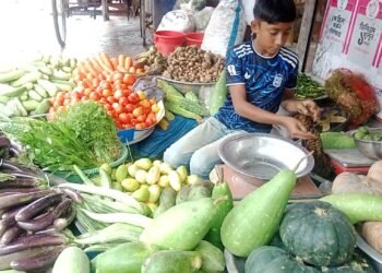 টানা বৃষ্টিতে ব্রাহ্মণপাড়ার সবজি বাজারে আগুন