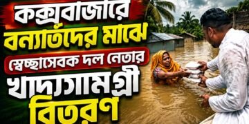 কক্সবাজারে বন্যার্তদের মাঝে স্বেচ্ছাসেবক দল নেতার খাদ্যসামগ্রী বিতরণ