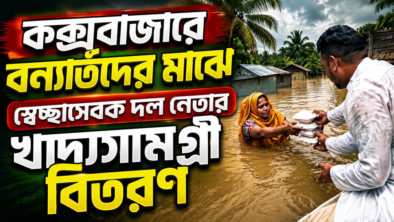 কক্সবাজারে বন্যার্তদের মাঝে স্বেচ্ছাসেবক দল নেতার খাদ্যসামগ্রী বিতরণ