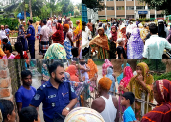 দিনাজপুর ফুলবাড়ীর স্বামীর সাবলের আঘাতে নিহত স্ত্রির বাড়ির আশেপাশের চিত্র।