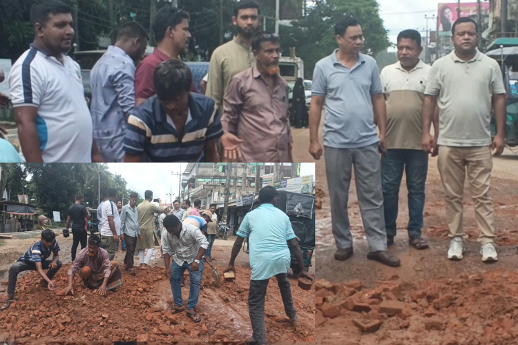 শাহজালাল কাজলের ব্যক্তিগত উদ্যোগে সড়ক সংস্কার, স্বস্তি পথচারীদের